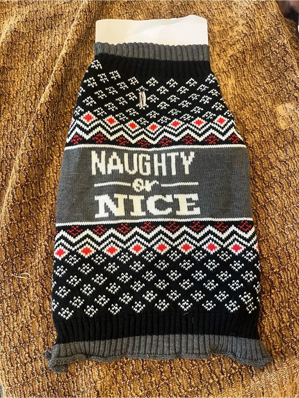 Holiday 'Naughty or Nice' Dog Sweater - Black & Gray